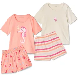 Tchibo - 2 Kinder-Shorty-Pyjamas - Mädchen - Gr. 110/116 - weiß/print