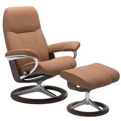 Stressless Sessel mit Hocker Consul Signature Leder Braun Batick Latte L (Large)