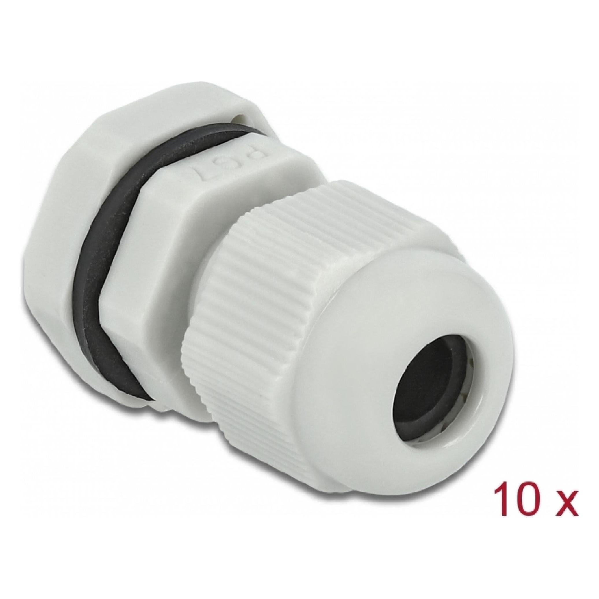 Delock Kabelverschraubung PG7, 15mm, 10 Stück, grau (60193)
