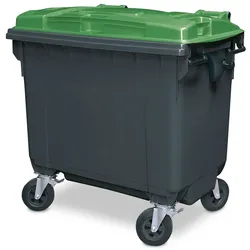 BRB Müllcontainer, 660 Liter, nach EN 840, anthrazit, Deckel grün, BxTxH 1370x775x1165 mm, (PE-HD)