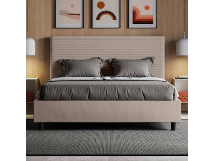 Lit double - LIBEROSHOPPING - 160x190 cm - Couleur Gris