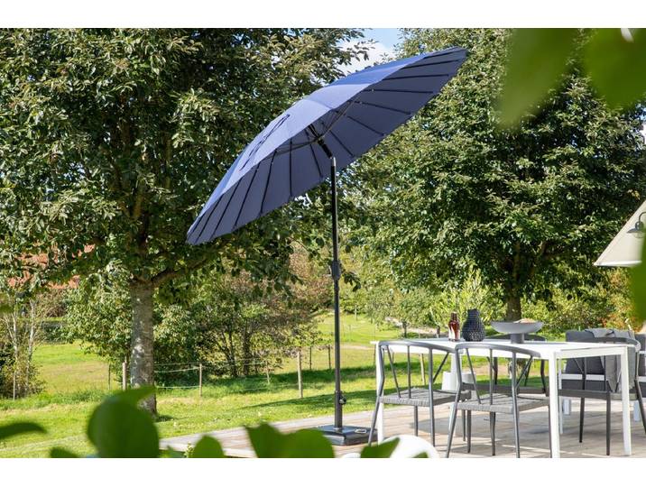 Garten Sonnenschirm Palma – Ø270 cm verfügbar in Weiß, Schwarz, Grau und Blau - Blau - Luxusbetten24
