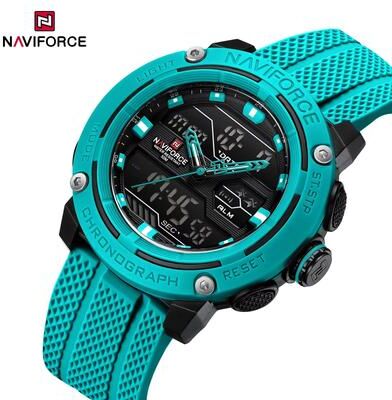 Inspired Finds NAVIFORCE Dual Display Sport Watch For Men With Stopwatch And Date teal Black