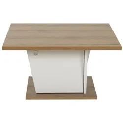 COUCHTISCH Bar Dekor Weiß und Eiche ATOS 69/69/38 cm