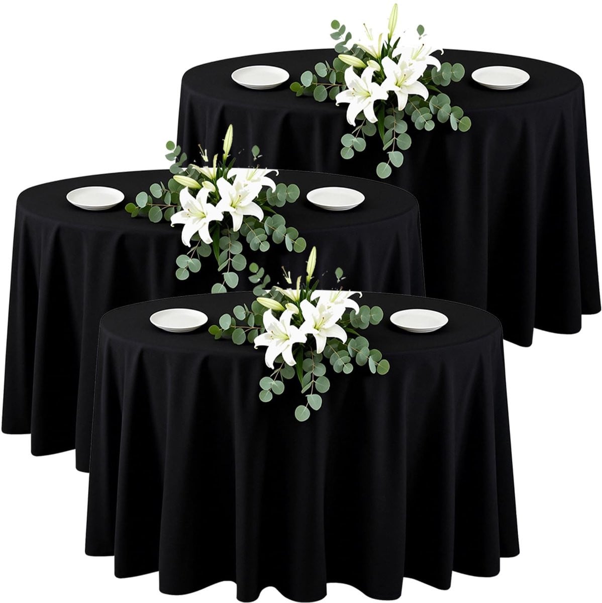 Omgoods Set van 3 Wasbare Ronde Tafelkleden - Diameter: 120 cm