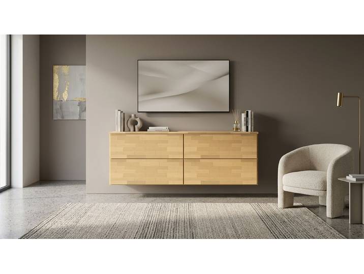 Schlichte Wandkommode - Hängeschrank mit vielen Optionen Buche Natur geölt