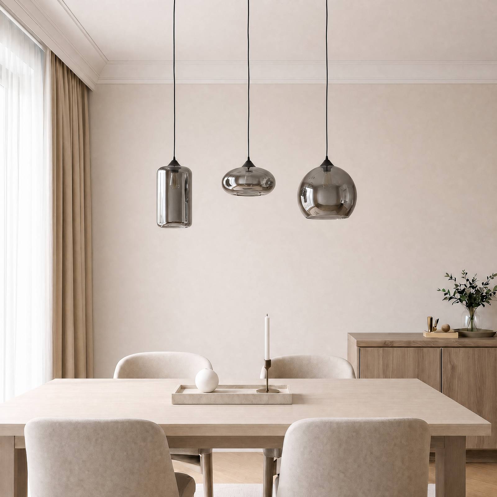 Hängelampe Marla Lindby, dimmbar, alu / grau / zink, für Wohn- / Esszimmer, Metall, Modern, Pendelleuchte