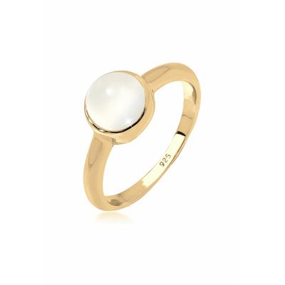 Silberring ELLI "Ring Solitär Edelstein Mondstein Pastell 925 Silber" Gr. 60, gold, Fingerringe, Damen, 60, Silber 925 (Sterlingsilber), Silberring
