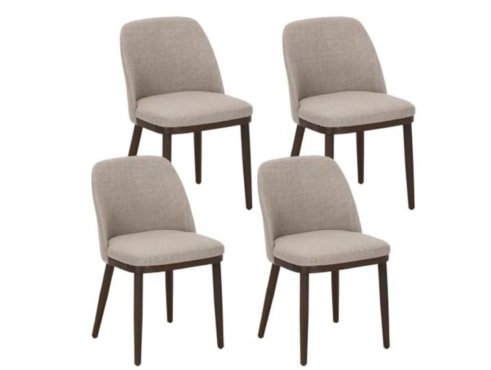 MALOL Gepolsterte Esszimmerstühle 4er Set, Moderne Stühle Esszimmer, Küchenstühle mit Rückenlehne, Stoffstuhl mit Holzbeinen für Esszimmer, Küche, Restaurant, Kamel