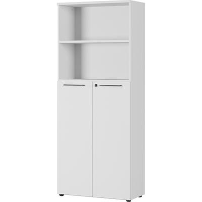 bümö Andratx Aktenregal & Schrank abschließbar, Büroschrank Regal Kombination Holz 80cm breit in grau - abschließbarer Schrank für's Büro &