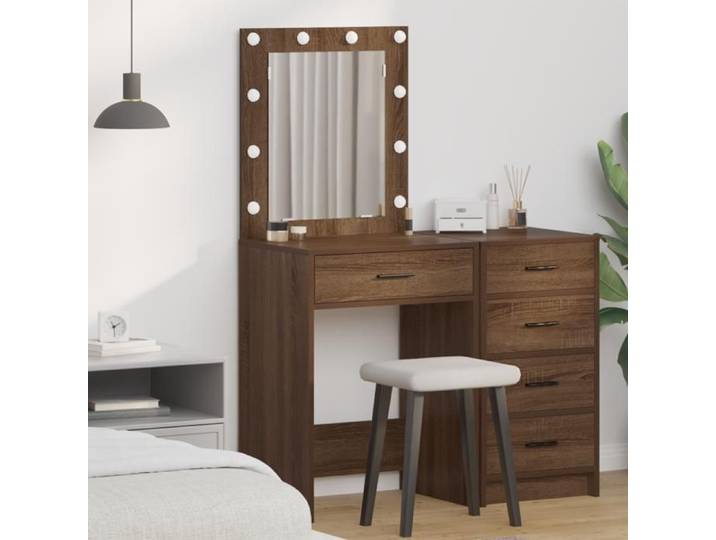 Coiffeuse avec lumières LED Chêne Marron 50x41x135 cm