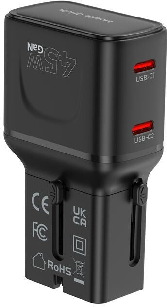 Mobile Origin PW26 Rejseadapter 45W EU / US / UK / AU - Sort