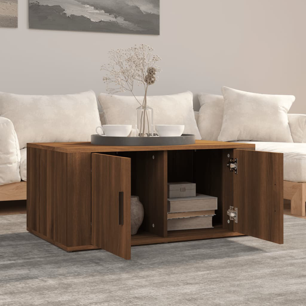 17 Stories Nyzair Solid Coffee Table with Storage Brown Oak