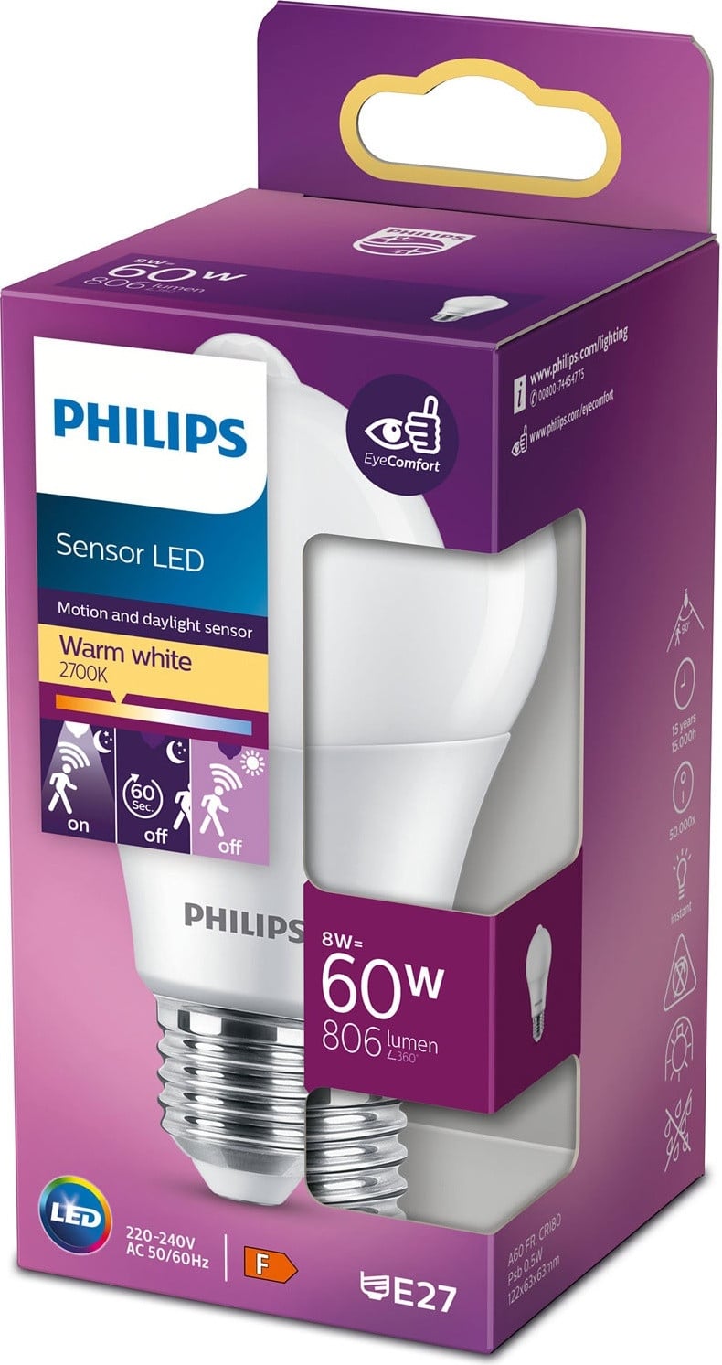 Philips LED Gloeilamp E27 Warm Wit 8W 806 lm