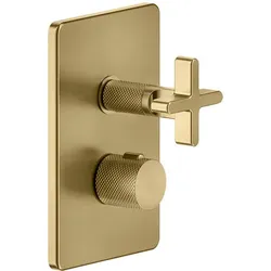 Gessi Inciso Dusche Fertigmontageset, für UP-Thermostat, Ausgang separat anzusteuern, UPK 09269, 58236727, Farbe: Messing gebürstet PVD