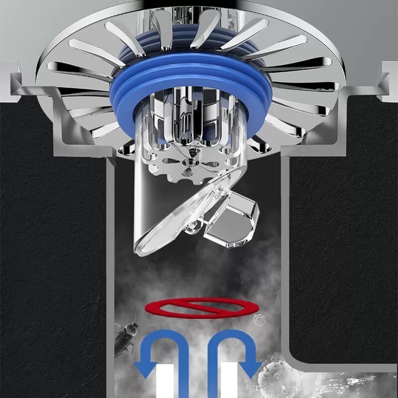 INF Geruchshemmender Bodenablauf – Plug & Play Siphon-Deo für Badezimmer Silber + Blau