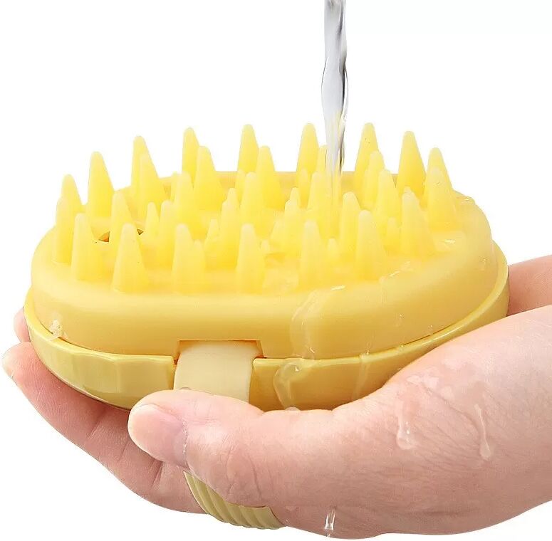 INF Brosse de Shampooing Distributrice de Liquide - Masseur de Cuir Chevelu & Brosse de Bain Exfoliante Jaune
