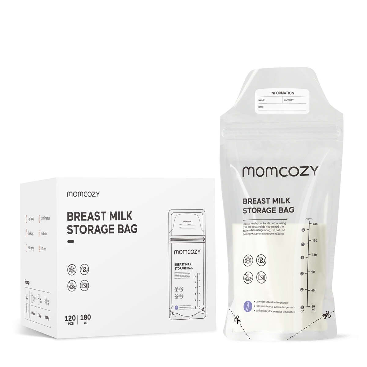 Momcozy 120 Einweg-Milchaufbewahrungsbeutel MS005-NA00NB