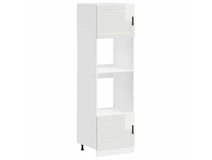 (SOLDE d'été)Armoires de four/Colonne de cuisine - 2 pcs Porto - Pieds réglable - blanc brillant bois d'ingénierie Aspect
