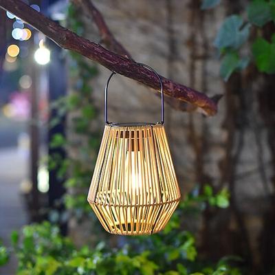 1 stück außen solarenergie imitation bambus weben chinesische laterne garten rasen pfad zaun dekoration beleuchtung atmosphäre licht