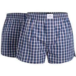 TOM TAILOR Herren Web-Boxershorts, 2er Pack - Dakota, Baumwolle, Popeline Blau / S