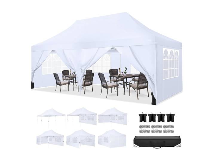 Gazebo Pop Up 3x6m, chapiteau, tente pliante Stable et étanche avec 6 panneaux latéraux, tente de réception pour pavillon de fête, jardin extérieur