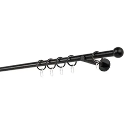20mm,1-läufig,Rohr,Wandträger 12cm,Endstück ball Farbe: Schwarz, Größe: 170cm