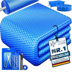 KESSER® Pool Solarabdeckplane   Solarfolie Stärke 120μm   Solarabdeckung Solarplane zuschneidbar   Poolsolarplane Solar Folie inkl. 1x Schere, 1x Lochzange & 12x Ösen   Poolheizung für Wassererwärmung