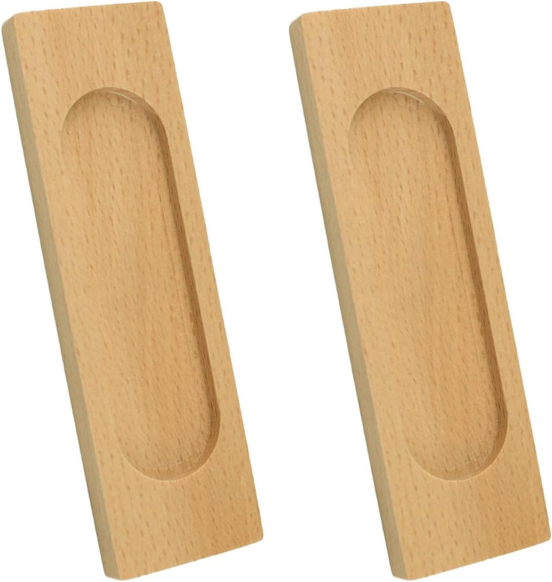 Set van 2 zelfklevende houten handgrepen voor schuifdeuren en kastdeuren, 100mm, houtkleur