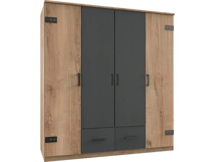 Drehtürenschrank WIMEX Glasgow , grau (plankeneiche, graphit), B:180cm H:198cm T:58cm, Schränke, Drehtürenschrank