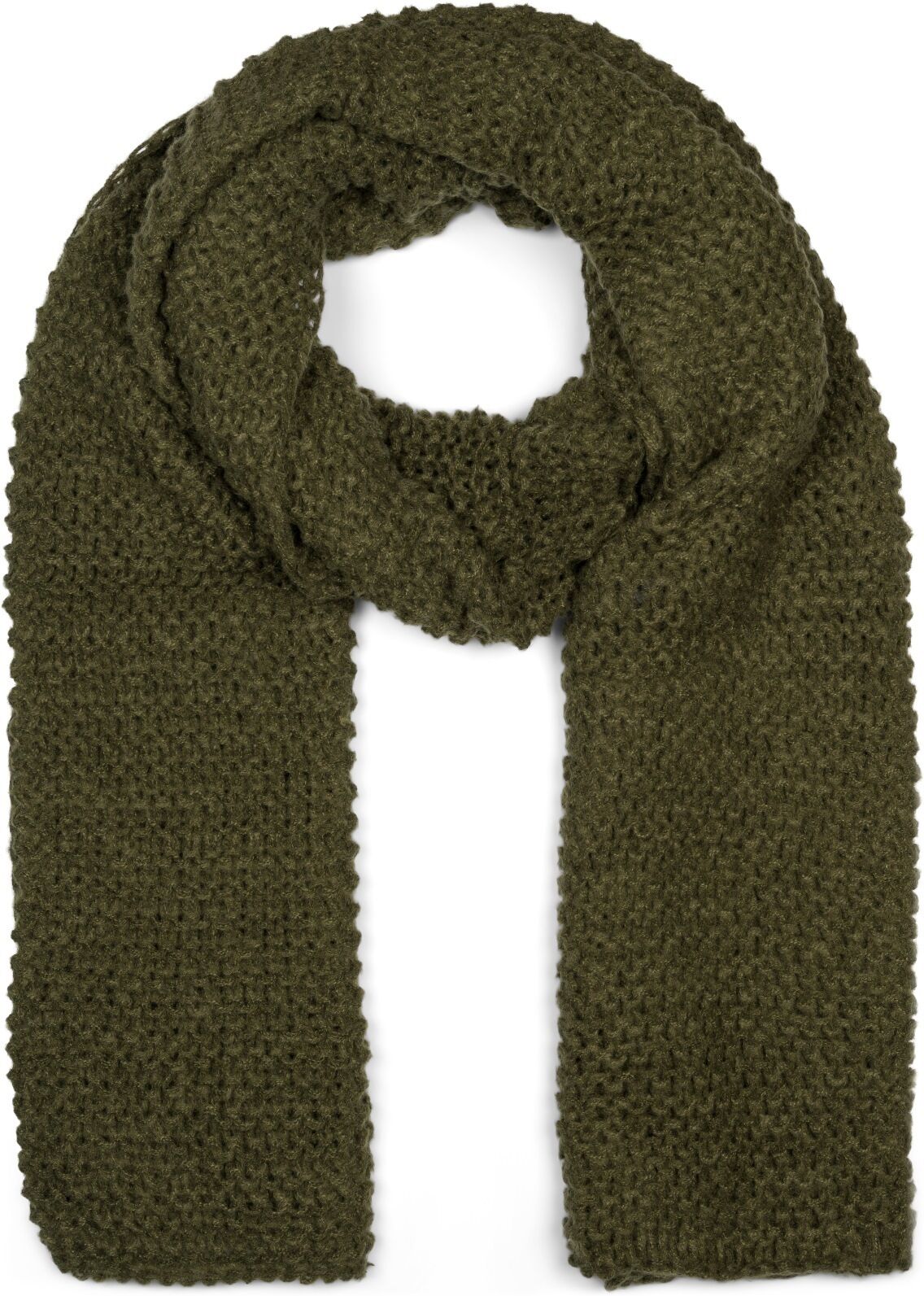 Strickschal STYLEBREAKER "Langer Strick Schal mit Wellen Strickmuster", Damen, grün (oliv), Obermaterial: 100% Polyacryl PAN., Modisch, Modetücher