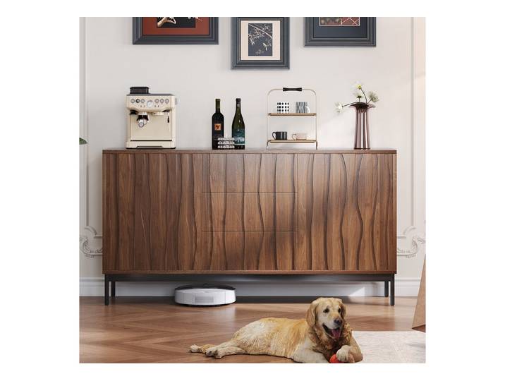 Fine Life Pro Sideboard Sideboard Eiche dunkel, 3 Schubladen, Mid-Century, 150 cm