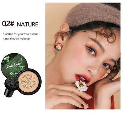 Perfect Picks Market Ocheal BB Cream Air Cushion Foundation & Concealer With Mushroom Head Puff 02 Natural