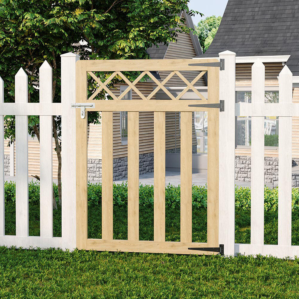Lily Manor Solid Wood Gate Fencing Yellow 120cmH x 90cmW x 3cmD