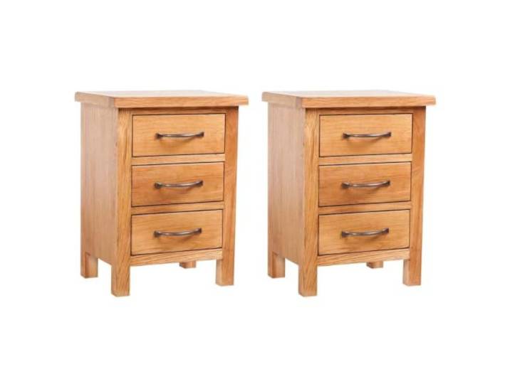 LKJephalotrop Nachttisch 2er Set Massivholz Eiche 40x30x54 cm Kompakter Beistelltisch aus Eiche mit 3 Schubladen für das Schlafzimmer, schafft Ordnung direkt neben dem Bett.