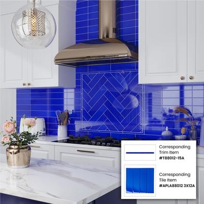 "Apollo tile 3"" x 12"" Colorway Glossy Cobalt Blue Glass Tile (5 sq ft/case) - 20 Pack"