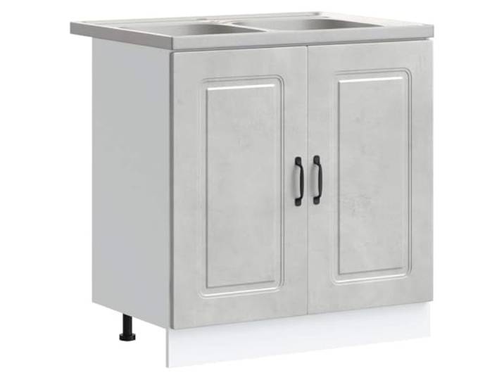Favemtsl Küchenschrank Beton Grau 80x46x81.5 cm Holzwerkstoff Moderner Beistellschrank für Esszimmer und Flur mit 2 Türen, Bügelgriffen und praktischer Ablagefläche.