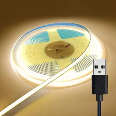 Uplift Picks Ultra Slim 5V COB LED Strip Light 3mm 5mm 8mm Dimmable Tape warm 8mm 2m