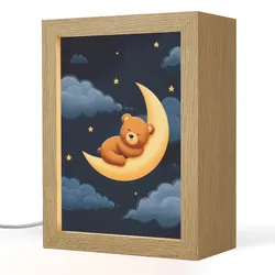 NACHTTISCHLAMPE Teddybär - Mond - Wolken - Sterne 15x20 cm