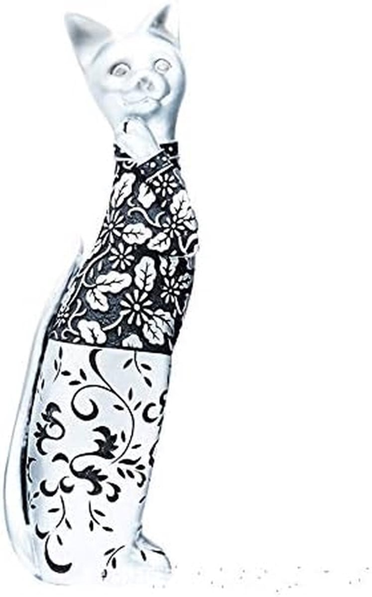 Decoratieve Kat Zilver - Handgesneden Hars Beeldje voor Woonkamer Decoratie