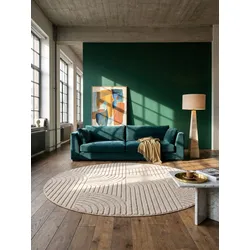 Flachgewebe-Teppich Hoch-Tief-Bögen Beige 120x120 cm Hoch-Tief Bögen