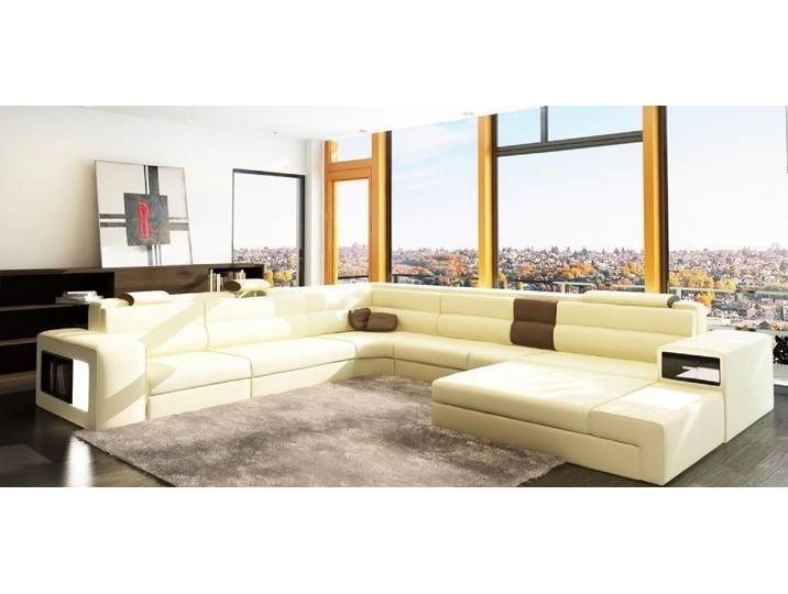 Xlmoebel Wohnlandschaft Ecksofa Landau W in Leder und Textil mit modernem Design, Wohnlandschaft, Ecksofa in Leder und Textil, modernes Design