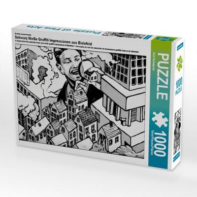 CALVENDO Puzzle Ein Motiv aus dem Kalender Schwarz Weiße Graffiti Impressionen aus Bielefeld | 1000 Teile Lege-Größe 64x48cm Foto-Puzzle für