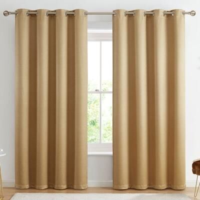 Belle Maison(R)/Window Woodbury Wide Grommet Curtain Pair, 104 x 84, Gold