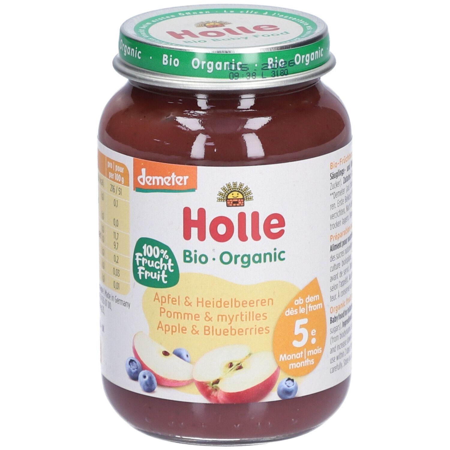 Holle Apfel und Heidelbeeren Bio, ab 5 Monaten x4 4x190 g Brei