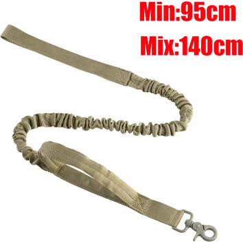Inspire Picks TitanFlex Reflective Bungee Dog Leash With Built In Car Seatbelt short Khaki