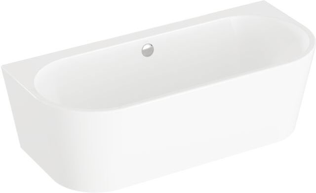 VitrA Geo Badewanne 65421008000 180 x 80 x 56,5 cm, Inhalt 238 l, back to wall, Mittelablauf