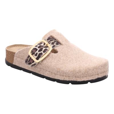 Pantoffel ROHDE "SOAVE", Damen, Gr. 40, Filz, beige, Schuhe, Hausschuh, Filz Clog, Homeslipper mit Plateausohle