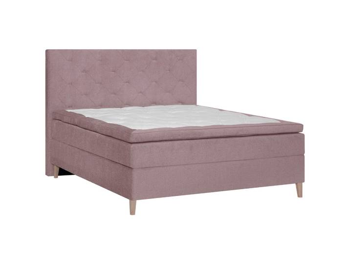 Boxspringbett, Rosa, 180x200 cm, Textil, Gepolstertes Kopfteil, Modern