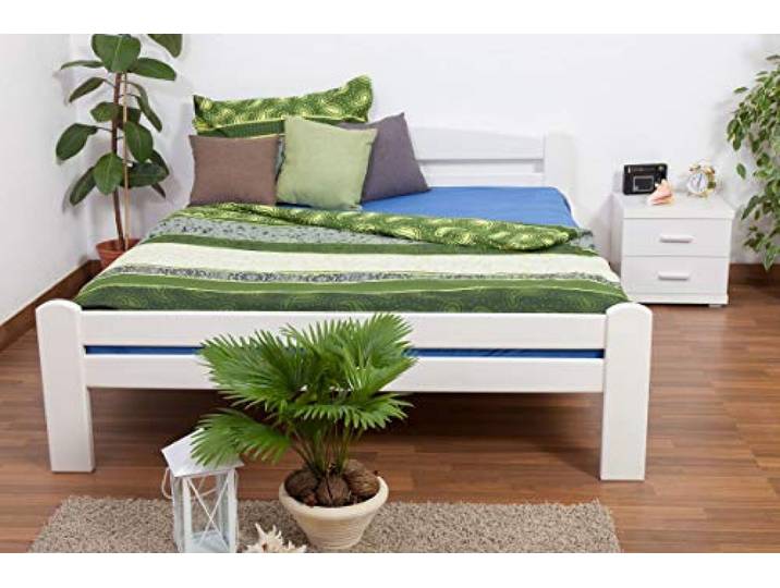 Doppelbett Easy Premium Line K4, 180 x 200 cm Buche Vollholz massiv weiß lackiert